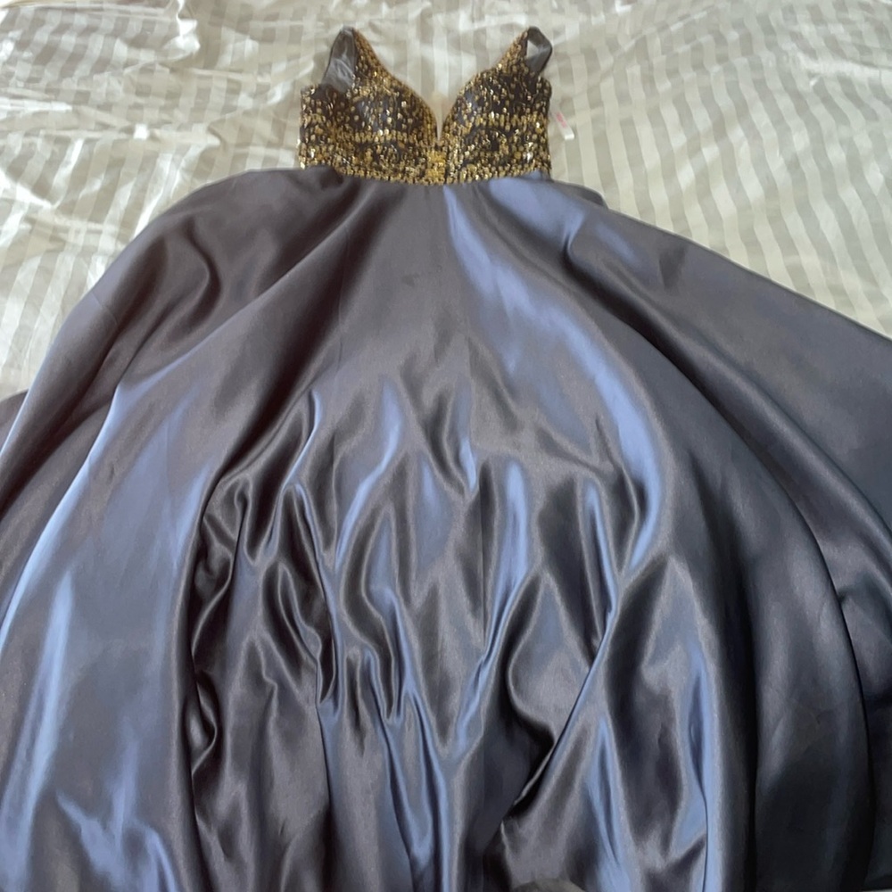 Grey and Gold Prom Dress